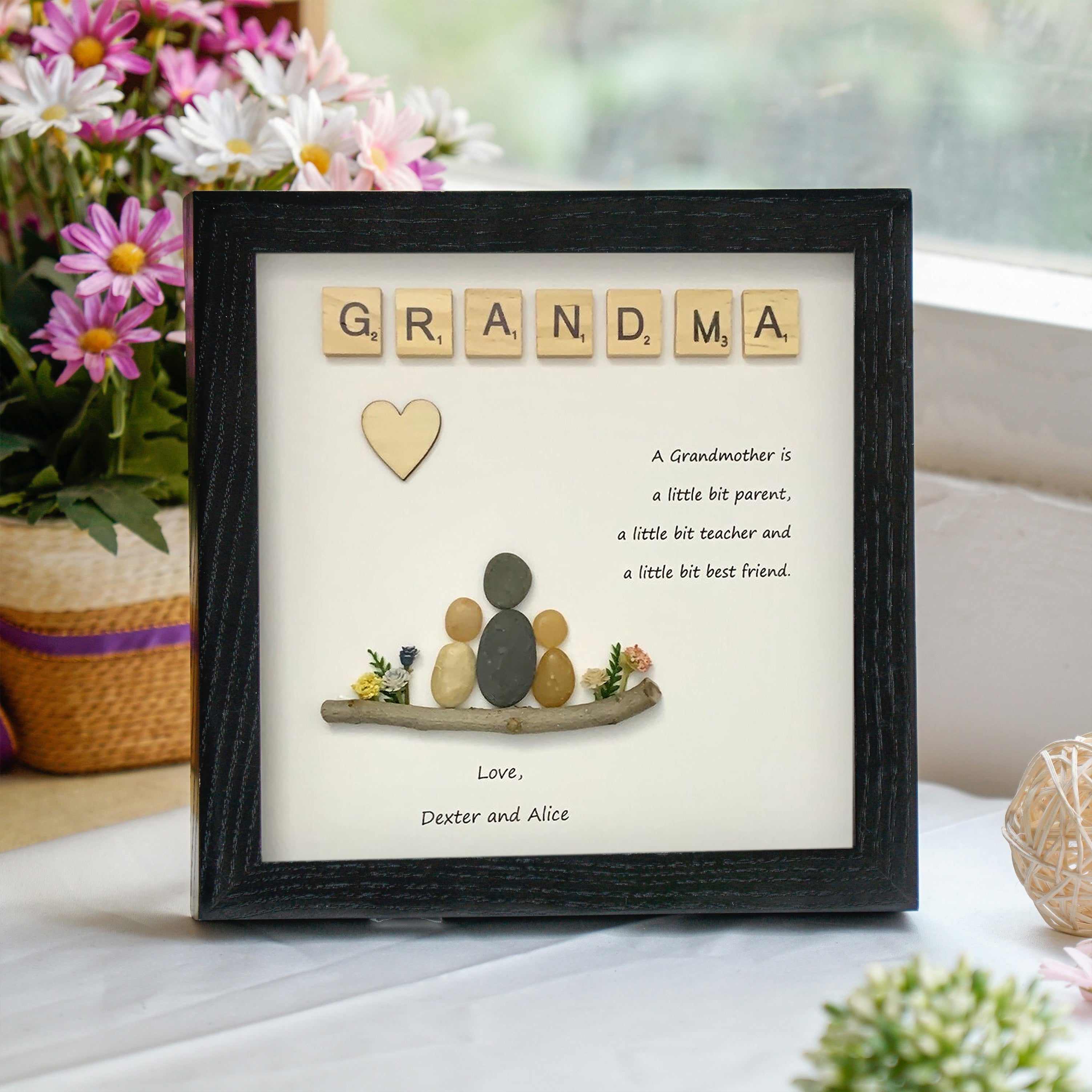 Grandma Frame, Heartfelt Mother’s Day Gift for Grandma, Pebble Art For Grandma