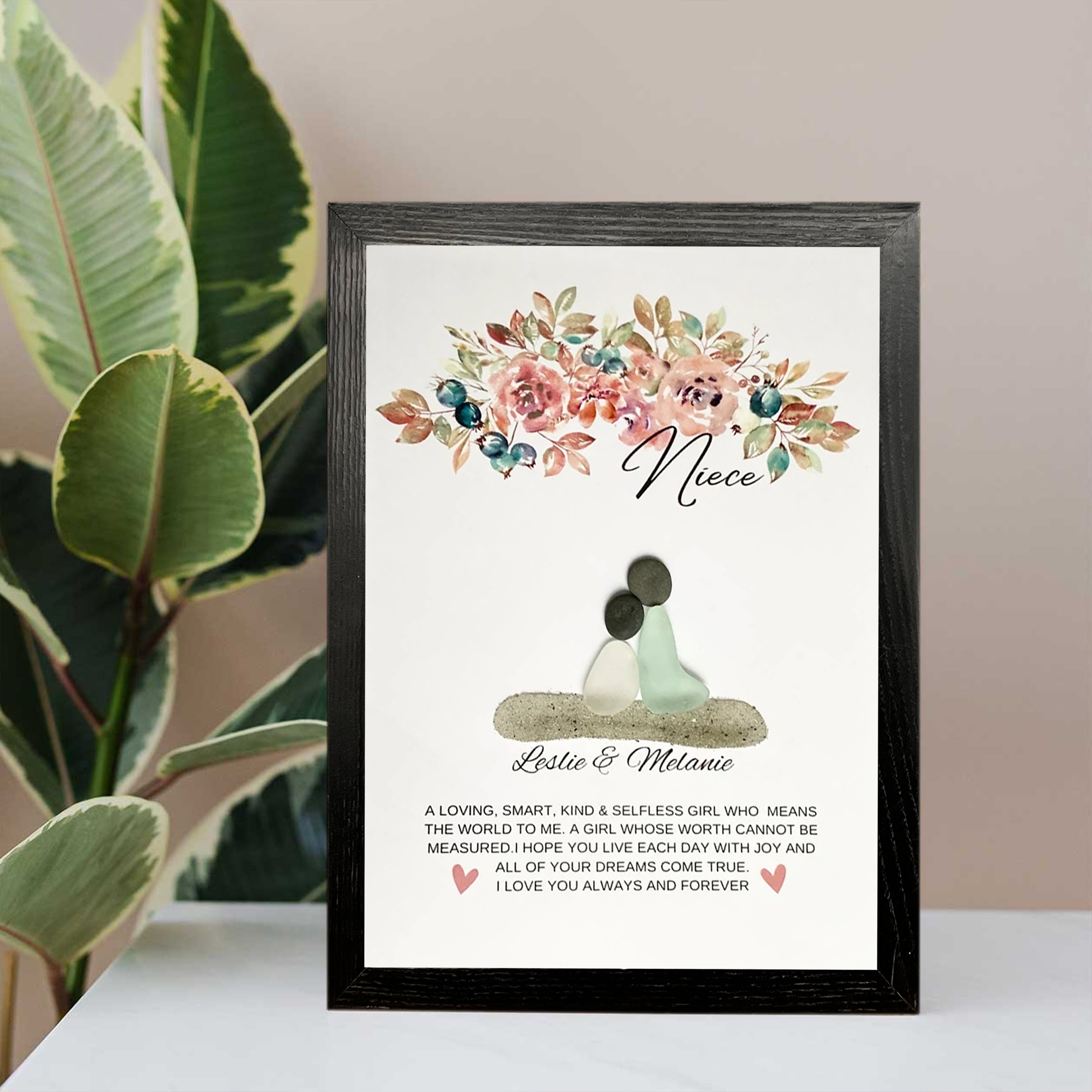 Niece Meaning Frame, Heartfelt Birthday Gift For Niece, Pebble Art For Niece, Niece Birthday Gift