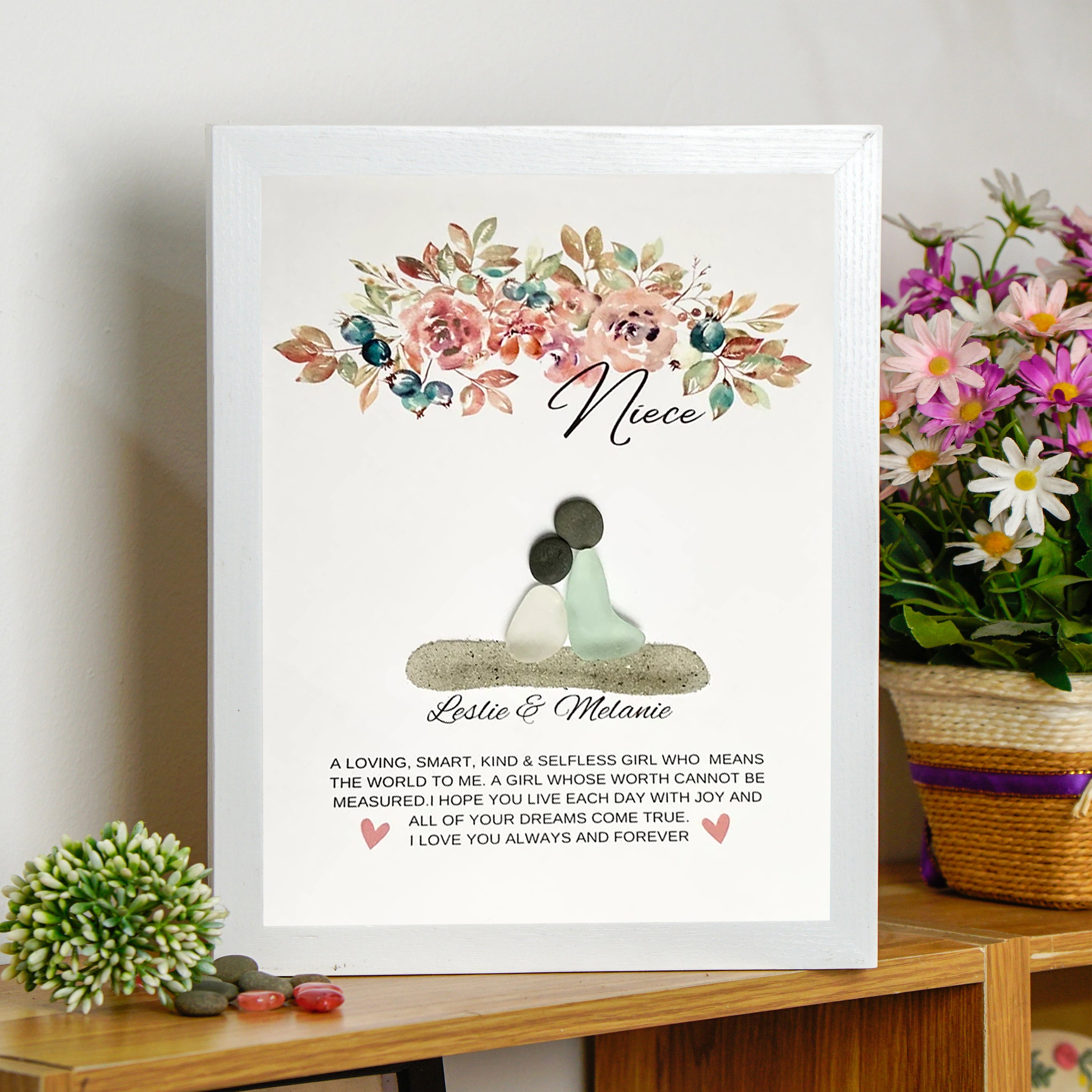 Niece Meaning Frame, Heartfelt Birthday Gift For Niece, Pebble Art For Niece, Niece Birthday Gift