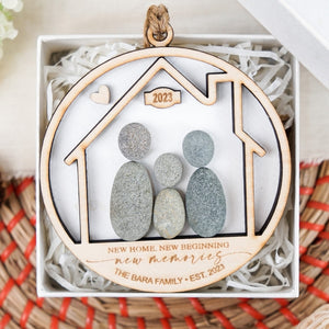Our First Christmas At Our New Home Christmas Ornament, Personalized New Home Decoration Pebble Ornament by Dovaart.com