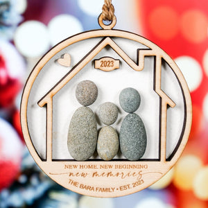 Our First Christmas At Our New Home Christmas Ornament, Personalized New Home Decoration Pebble Ornament by Dovaart.com
