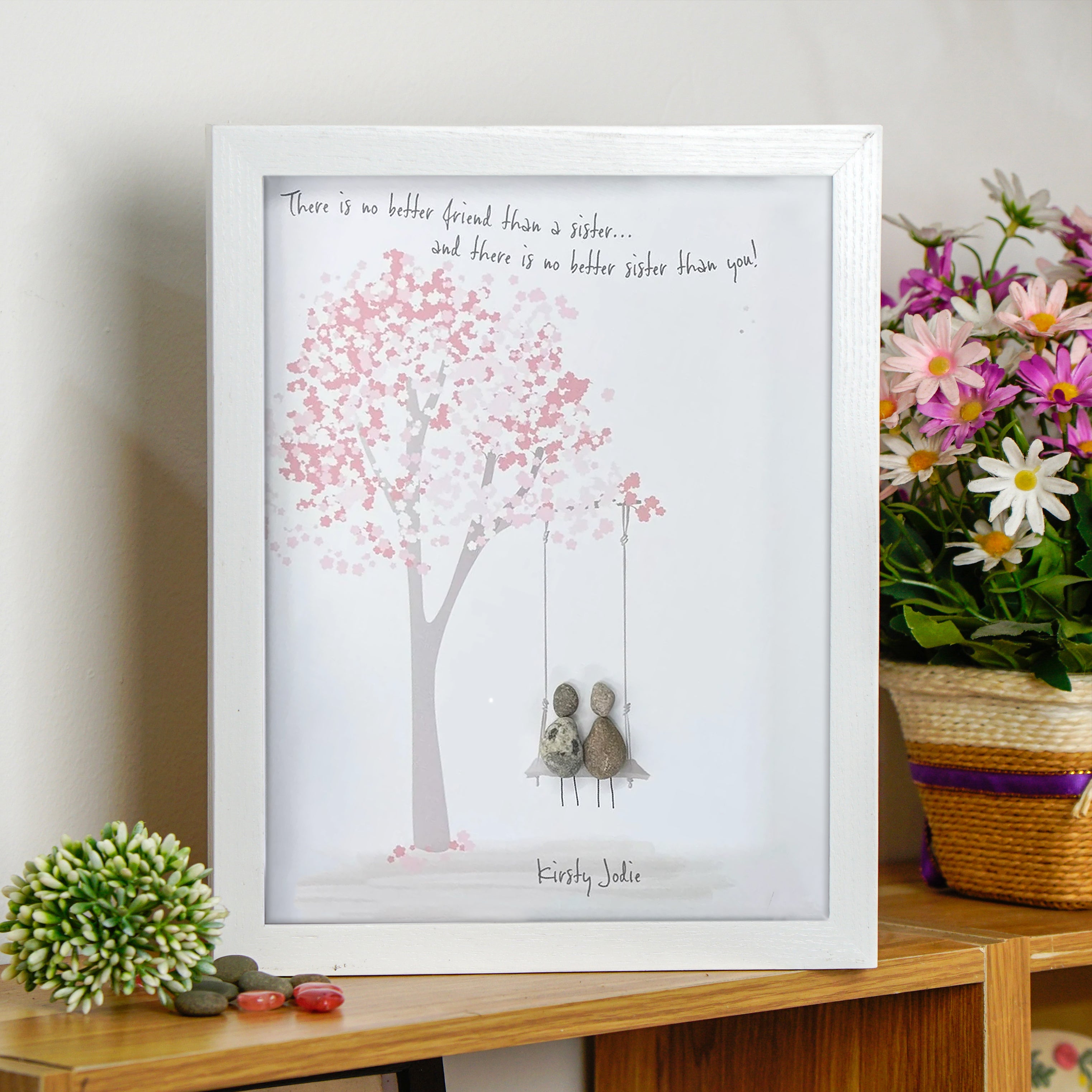 Heartfelt Sister Bond Frame, Thoughtful Birthday Gift For Sister, Pebble Art For Sister, Sister Birthday Gift