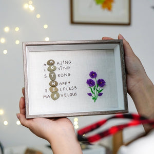 Personalized Embroidery Frame, Amazing Loving Strong Happy Selfless Graceful, Gift For Mom, Pebble Art For Mom by Dovaart.com