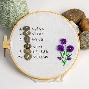 Personalized Embroidery Frame, Amazing Loving Strong Happy Selfless Graceful, Gift For Mom, Pebble Art For Mom by Dovaart.com