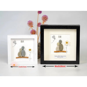 Personalised 25th Anniversary Pebble Art, Silver Anniversary Wedding Anniversary Picture Frame Gift by Dovaart.com