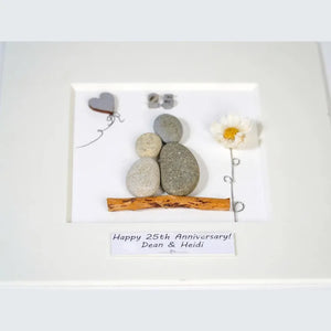 Personalised 25th Anniversary Pebble Art, Silver Anniversary Wedding Anniversary Picture Frame Gift by Dovaart.com