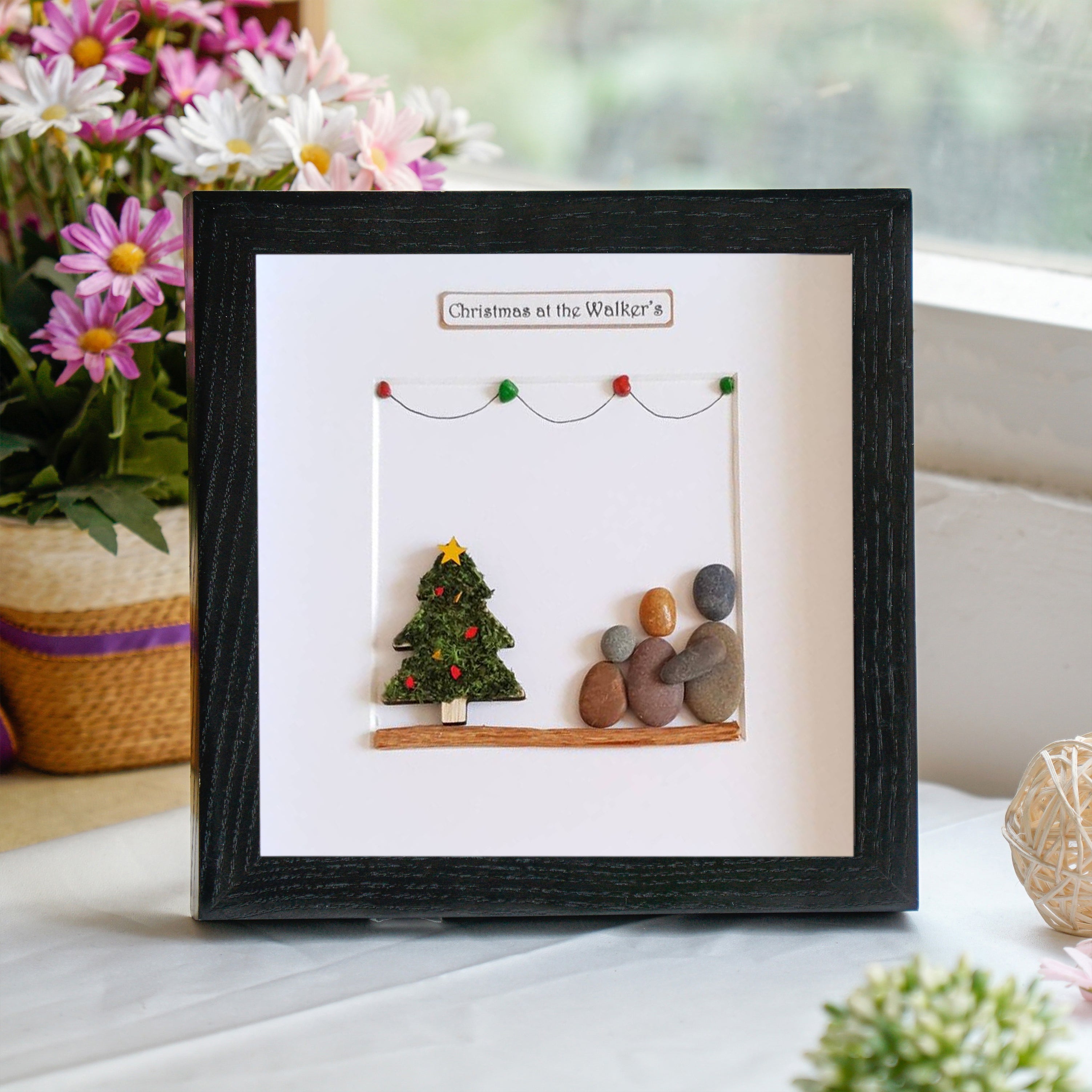 Personalized "Christmas at the Walker's" Frame, Christmas Pebble Art For Dad, Gift For Dad, Best Daddy Present