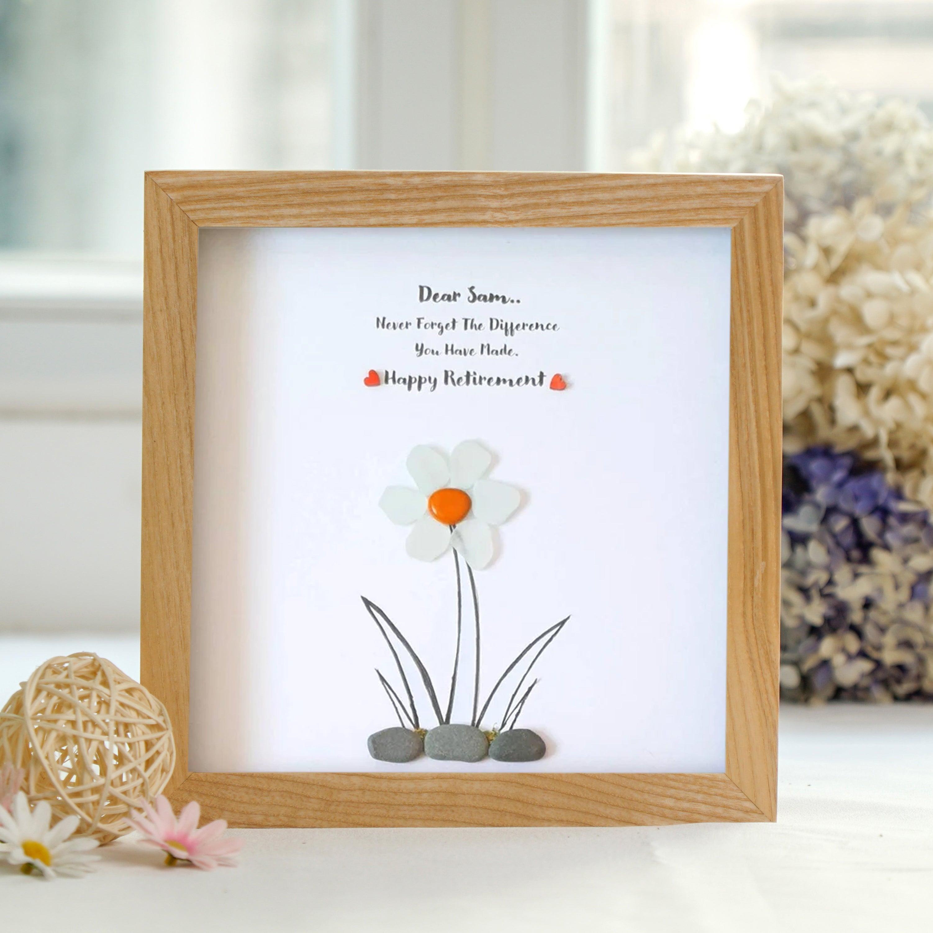 Personalized Cherished Memories Keepsake Frame, Retirement Pebble Art For Dad, Gift For Dad, Best Daddy Present