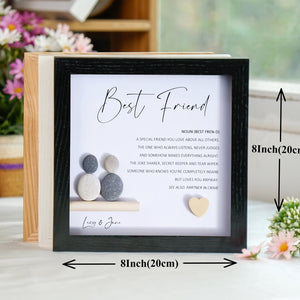 Personalized Best Friend Pebble Art - Gift for Best Friend -8x8 inch Frame with Stand for Desktop or Wall Hanging by Dovaart.com