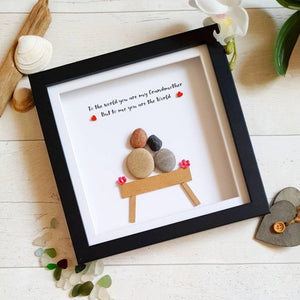 Personalized Couple Anniversary Pebble Art - Gift for Husband or Wife - Wall or Tabletop Decoration with Framed Pebble Artwork - 8x8 Inches by Dovaart.com