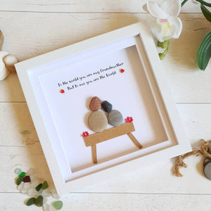 Personalized Couple Anniversary Pebble Art - Gift for Husband or Wife - Wall or Tabletop Decoration with Framed Pebble Artwork - 8x8 Inches by Dovaart.com