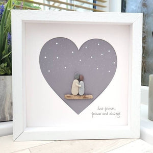 Personalized Couple Anniversary Pebble Art - Gift for Husband or Wife - Wall or Tabletop Decoration with Framed Pebble Artwork - 8x8 Inches by Dovaart.com