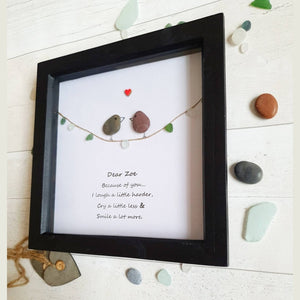 Personalized Couple Bird Wedding Anniversary Pebble Art - Gift for Husband or Wife - Wall or Tabletop Decoration with Framed Pebble Artwork - 8x8 Inches by Dovaart.com