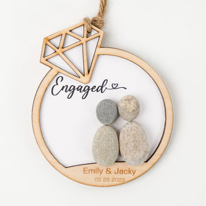 Personalized Couple Engaged Christmas Ornament Custom Name and Date by Dovaart.com