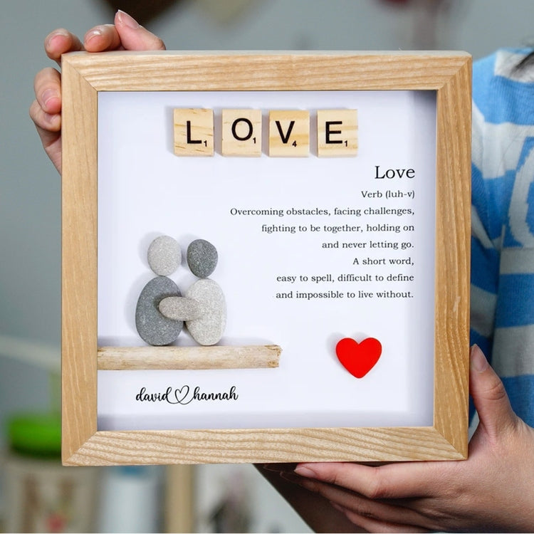 Personalized Couple Love Pebble Art - Funny Gift For Couple -8x8 inch Frame with Stand for Desktop or Wall Hanging by Dovaart.com