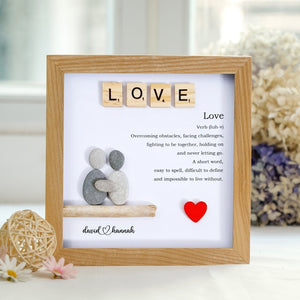 Personalized Couple Love Pebble Art - Funny Gift For Couple -8x8 inch Frame with Stand for Desktop or Wall Hanging by Dovaart.com