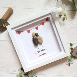 Personalized Couple Wedding Anniversary Pebble Art - Gift for Husband or Wife - Wall or Tabletop Decoration with Framed Pebble Artwork - 8x8 Inches by Dovaart.com