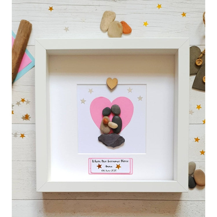 Personalized Couple Wedding Anniversary Pebble Art - Gift for Husband or Wife - Wall or Tabletop Decoration with Framed Pebble Artwork - 8x8 Inches by Dovaart.com