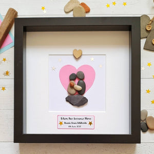 Personalized Couple Wedding Anniversary Pebble Art - Gift for Husband or Wife - Wall or Tabletop Decoration with Framed Pebble Artwork - 8x8 Inches by Dovaart.com