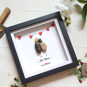 Personalized Couple Wedding Anniversary Pebble Art - Gift for Husband or Wife - Wall or Tabletop Decoration with Framed Pebble Artwork - 8x8 Inches by Dovaart.com