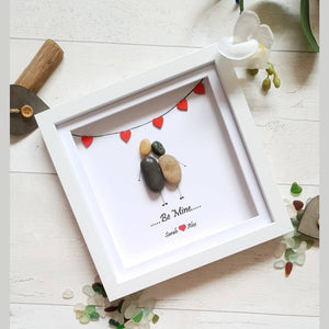 Personalized Couple Wedding Anniversary Pebble Art - Gift for Husband or Wife - Wall or Tabletop Decoration with Framed Pebble Artwork - 8x8 Inches by Dovaart.com