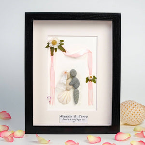 Personalized Couple Wedding Pebble Art Framed Desk and Wall Him And Her Wedding Gifts Bride & Groom by Dovaart.com