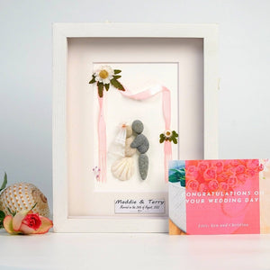 Personalized Couple Wedding Pebble Art Framed Desk and Wall Him And Her Wedding Gifts Bride & Groom by Dovaart.com