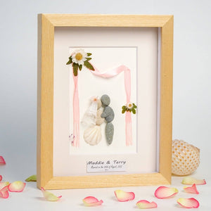 Personalized Couple Wedding Pebble Art Framed Desk and Wall Him And Her Wedding Gifts Bride & Groom by Dovaart.com