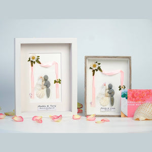 Personalized Couple Wedding Pebble Art Framed Desk and Wall Him And Her Wedding Gifts Bride & Groom by Dovaart.com