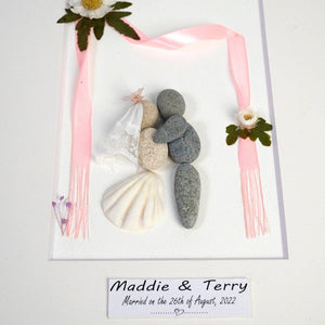 Personalized Couple Wedding Pebble Art Framed Desk and Wall Him And Her Wedding Gifts Bride & Groom by Dovaart.com