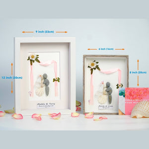 Personalized Couple Wedding Pebble Art Framed Desk and Wall Him And Her Wedding Gifts Bride & Groom by Dovaart.com
