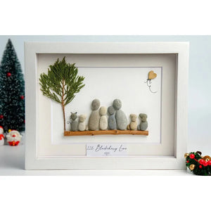 Personalized Family With Pets Pebble Art Custom Member of Family, Pet by Dovaart.com