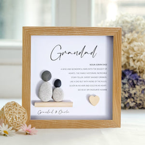 Personalized Grandad Pebble Art - Gift for Grandad -8x8 inch Frame with Stand for Desktop or Wall Hanging by Dovaart.com