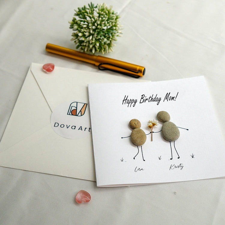 Personalized Mum Birthday Card - Handmade Pebble Art - Birthday Card For Mum - Mum Keepsake Birthday Gift