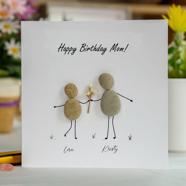 Personalized Mum Birthday Card - Handmade Pebble Art - Birthday Card For Mum - Mum Keepsake Birthday Gift