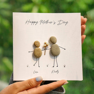 Personalized Happy Mother's Day Pebble Card, Handmade Pebble Artwork Cards by Dovaart.com