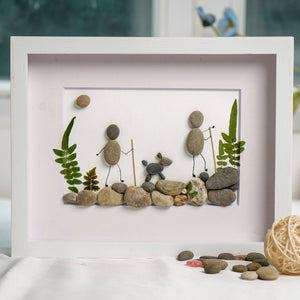Personalized Hiking Family Pebble Art Framed Picture by Dovaart.com