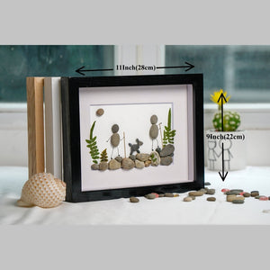 Personalized Hiking Family Pebble Art Framed Picture by Dovaart.com