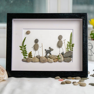 Personalized Hiking Family Pebble Art Framed Picture by Dovaart.com