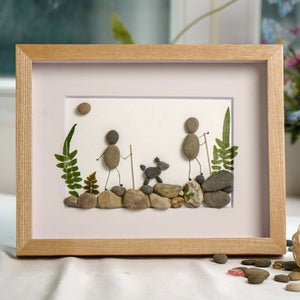 Personalized Hiking Family Pebble Art Framed Picture by Dovaart.com