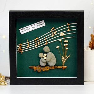 Personalized Mom and Child Sheet Music Pebble Art Framed by Dovaart.com