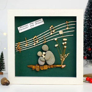 Personalized Mom and Child Sheet Music Pebble Art Framed by Dovaart.com