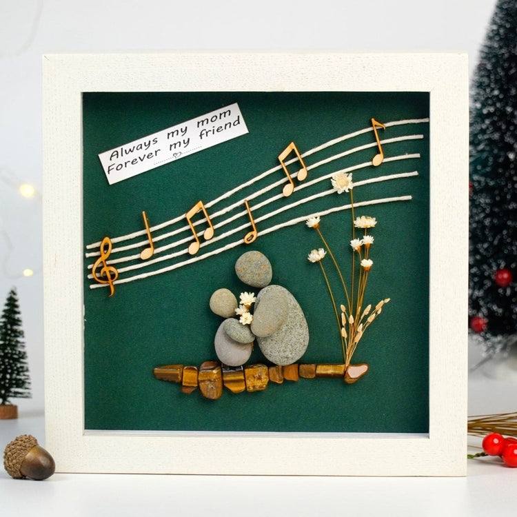Personalized Mom and Child Sheet Music Pebble Art Framed by Dovaart.com