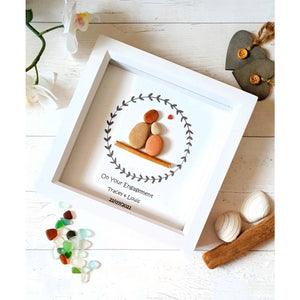 Personalized Wedding Anniversary Pebble Art - Gift for Husband or Wife - Wall or Tabletop Decoration with Framed Pebble Artwork - White Frame, 8x8 Inches by Dovaart.com