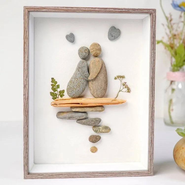 Personalized Wedding Anniversary Pebble Picture, Wedding Picture Frame gift for couple by Dovaart.com