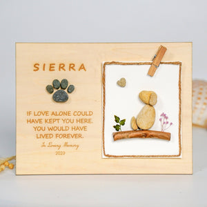 Personalized Dog Memorial Photo Frame, Family Pet Bereavement Pebble Art, Pet Loss Remembrance Frame, Sympathy Gift by Dovaart.com