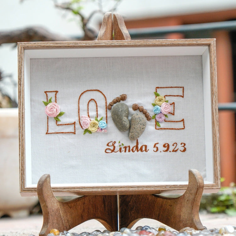 Pregnancy Gift for New Mom Pebble Art Custom Name and Date Frame For Hanging Wall or Desk by Dovaart.com