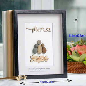 Puzzle Mom and Children Pebble Art Mother's Day Frame Picture Pebble Art Hanging Wall, Desk by Dovaart.com