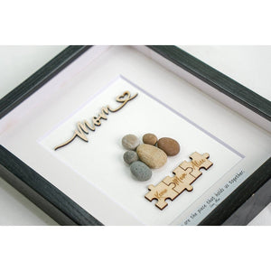 Puzzle Mom and Children Pebble Art Mother's Day Frame Picture Pebble Art Hanging Wall, Desk by Dovaart.com