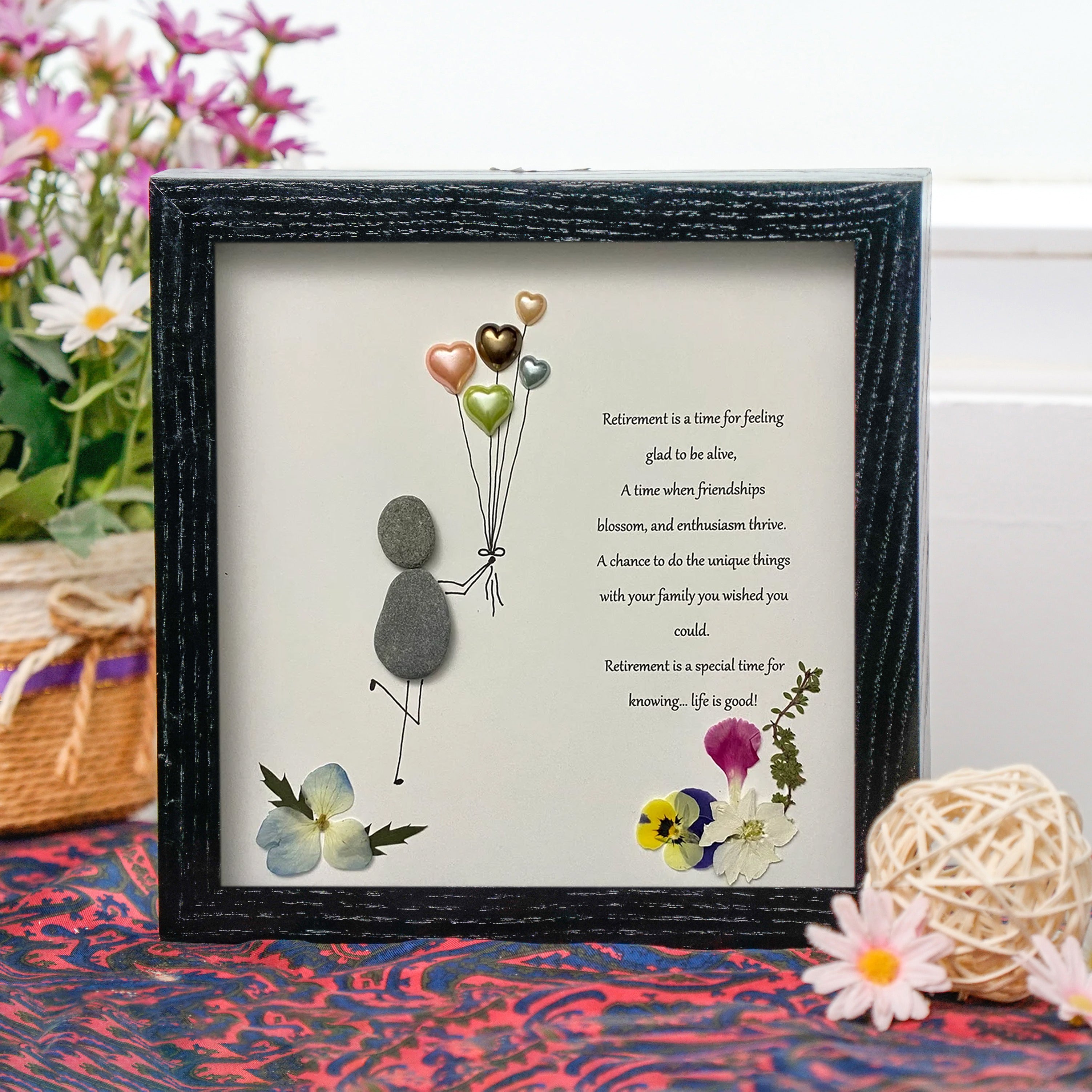 Joyful Journey Keepsake Frame, Retirement Pebble Art For Dad, Gift For Dad, Best Daddy Present